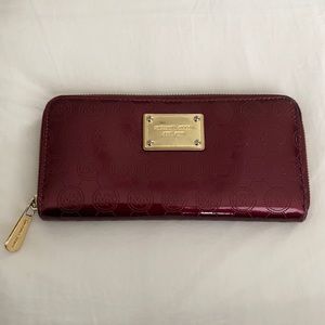 Michael Kors maroon patent leather wallet
